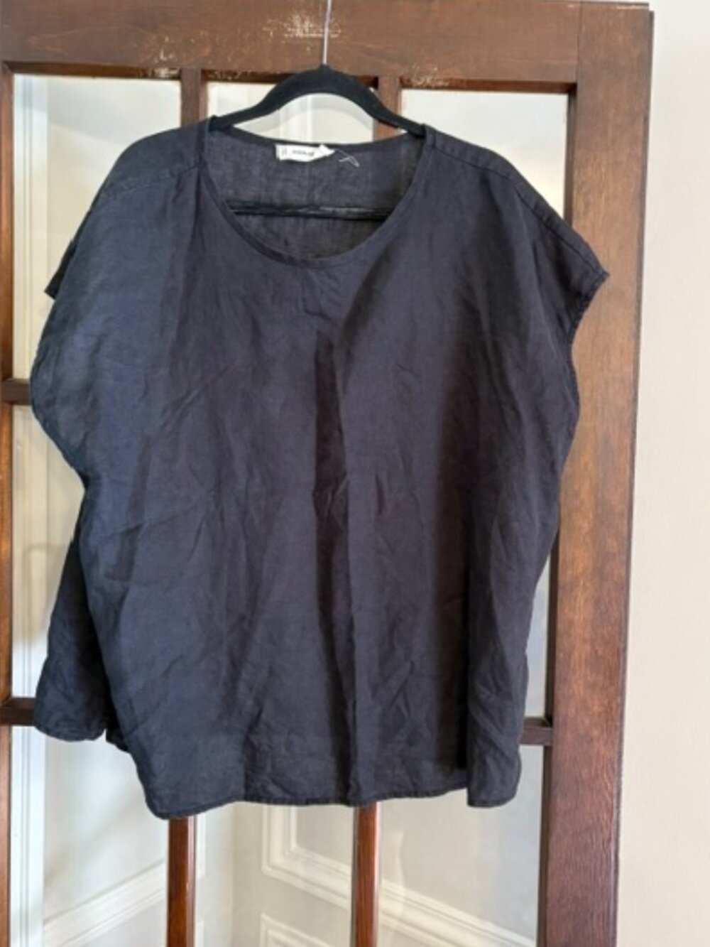 Everlane The Muscle Top in Black Linen, Size XXL